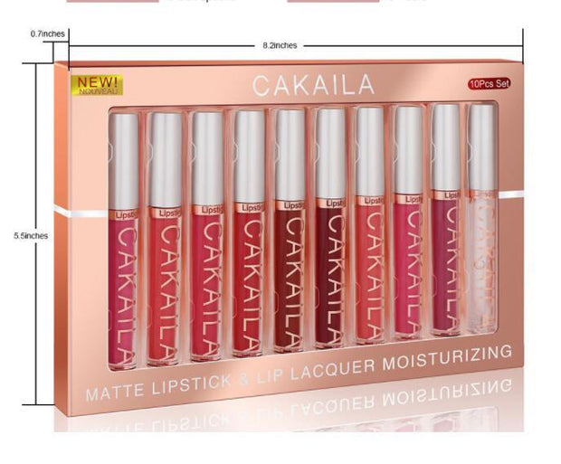 10-Piece Matte Lip Gloss Set  Waterproof & Non-Stick