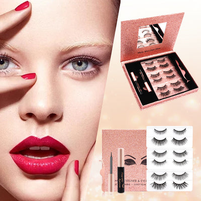 Magnetic Eyelashes Kit  Waterproof Liner & No-Glue Lashes