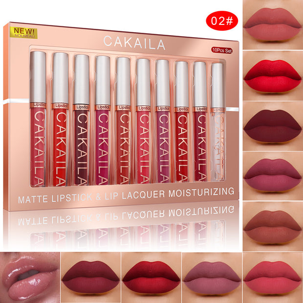 10-Piece Matte Lip Gloss Set  Waterproof & Non-Stick