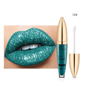 Pudaier Glitter Flip Lip Gloss Matte Shimmer No-Stain Diamond Lipstick