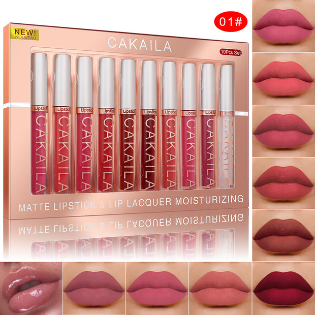 10-Piece Matte Lip Gloss Set  Waterproof & Non-Stick