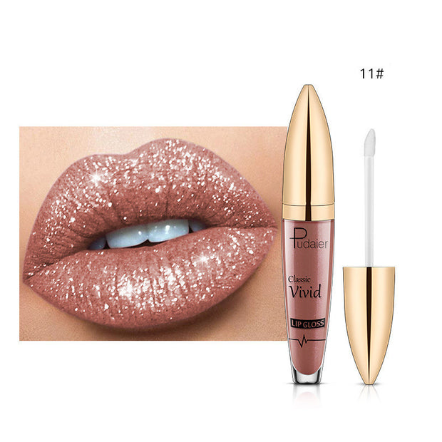 Pudaier Glitter Flip Lip Gloss Matte Shimmer No-Stain Diamond Lipstick