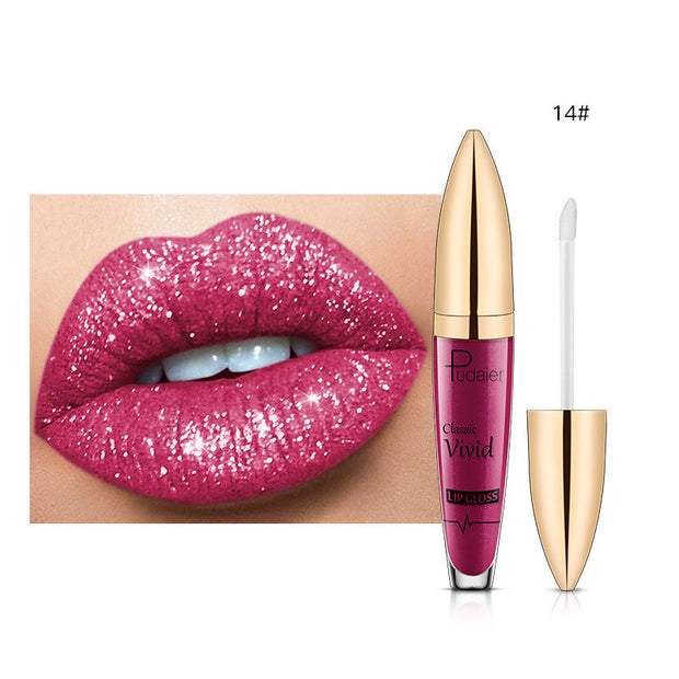 Pudaier Glitter Flip Lip Gloss Matte Shimmer No-Stain Diamond Lipstick