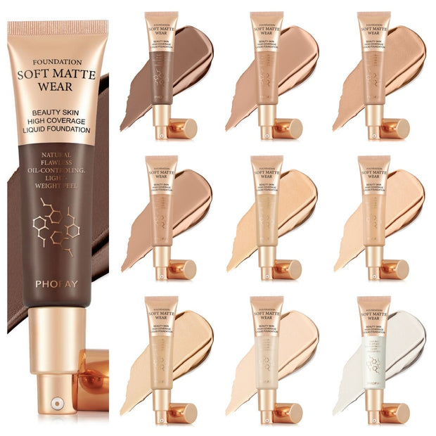 PHOFAY Full Coverage Foundation Long-Lasting Matte Finish