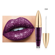 Pudaier Glitter Flip Lip Gloss Matte Shimmer No-Stain Diamond Lipstick