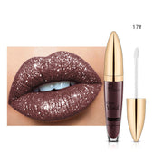 Pudaier Glitter Flip Lip Gloss Matte Shimmer No-Stain Diamond Lipstick